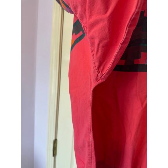 Vintage 80s Long Sleeve T-Shirt Size L Hand Painted Graphic Pink Aztec Cotton - Picture 7 of 11